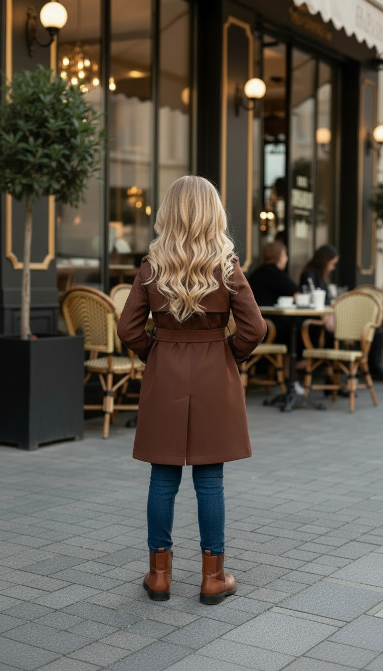 KLASİK HC KİDS TRENÇKOT KAHVE