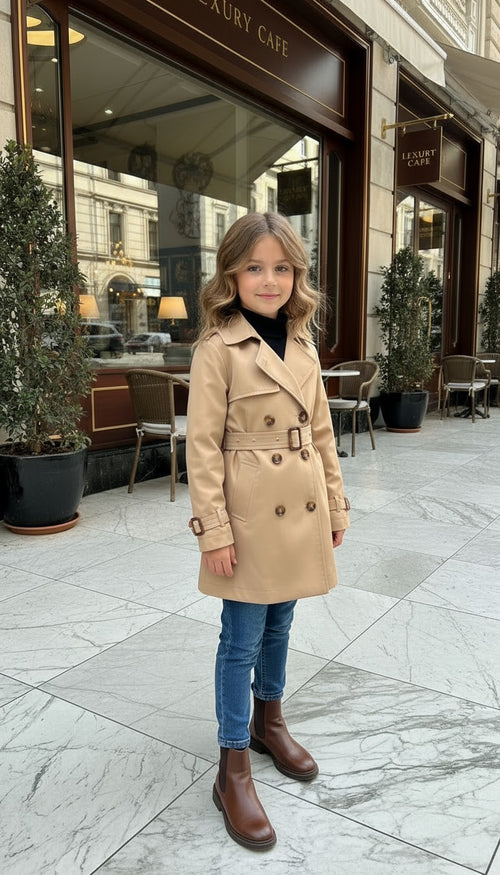 Bej Klasik HC Kids Trençkot | HC Kids