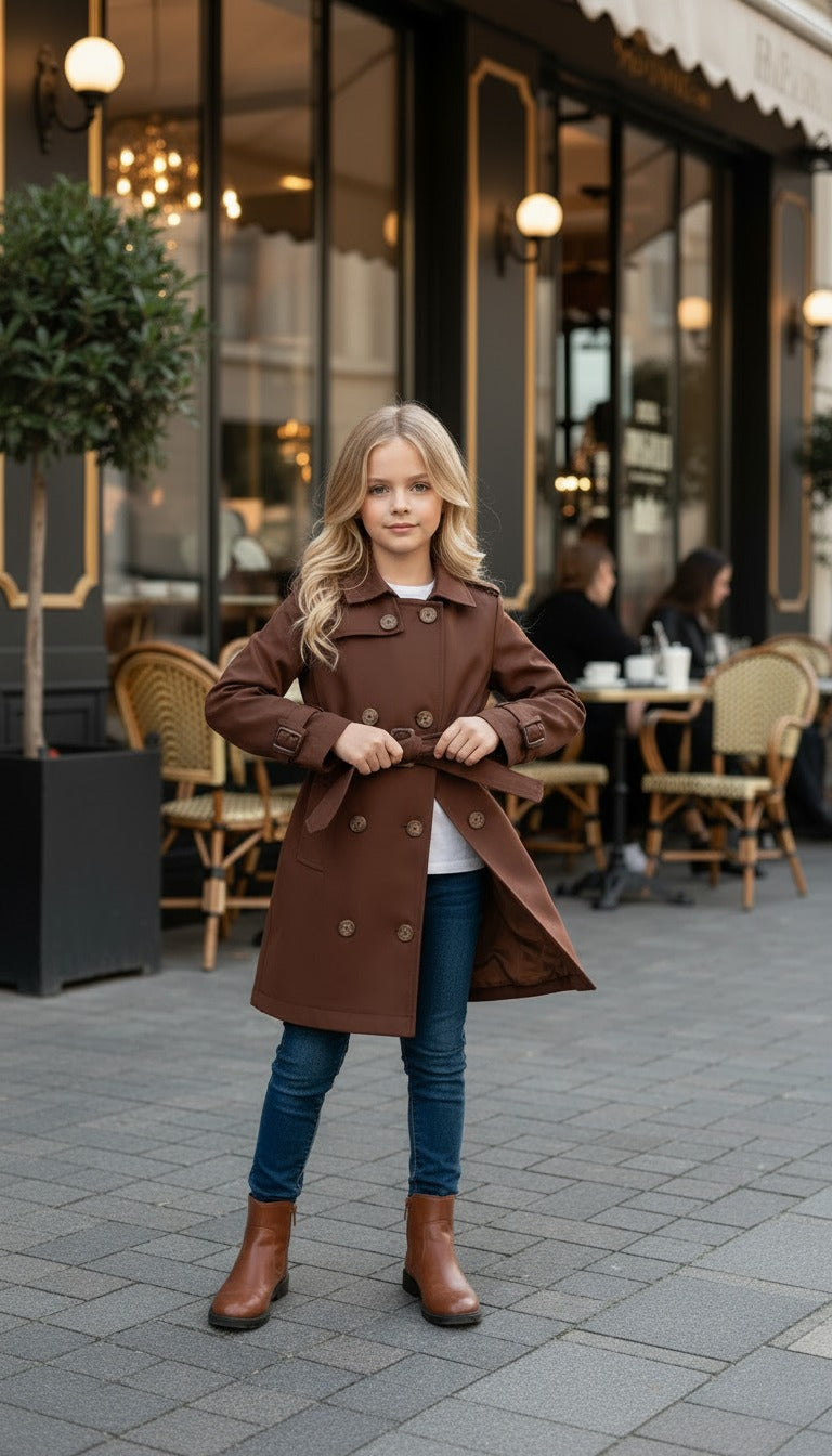 KLASİK HC KİDS TRENÇKOT KAHVE