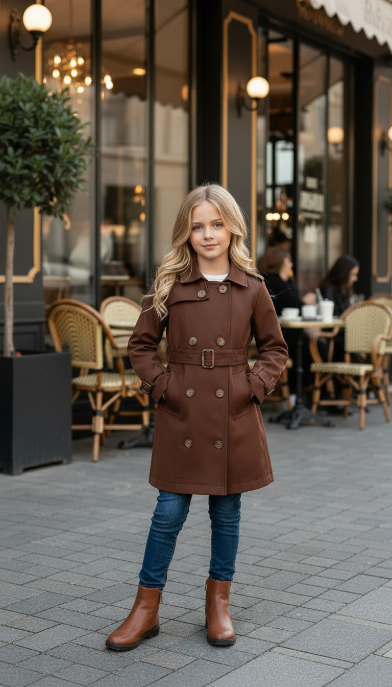 KLASİK HC KİDS TRENÇKOT KAHVE