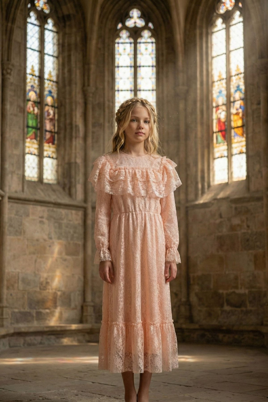 HC KİDS GARSON BOY PUDRA PEMBESİ DANTELLİ ELBİSE