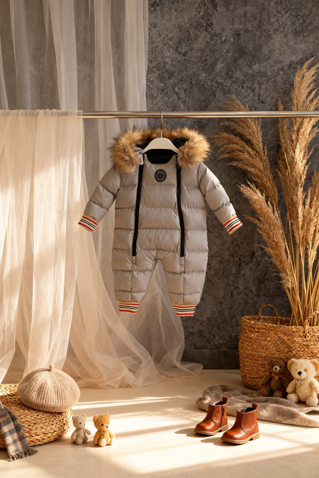 HC KİDS BEBEK ÇİFT FERMUARLI ASTRONOT TULUM GRİ