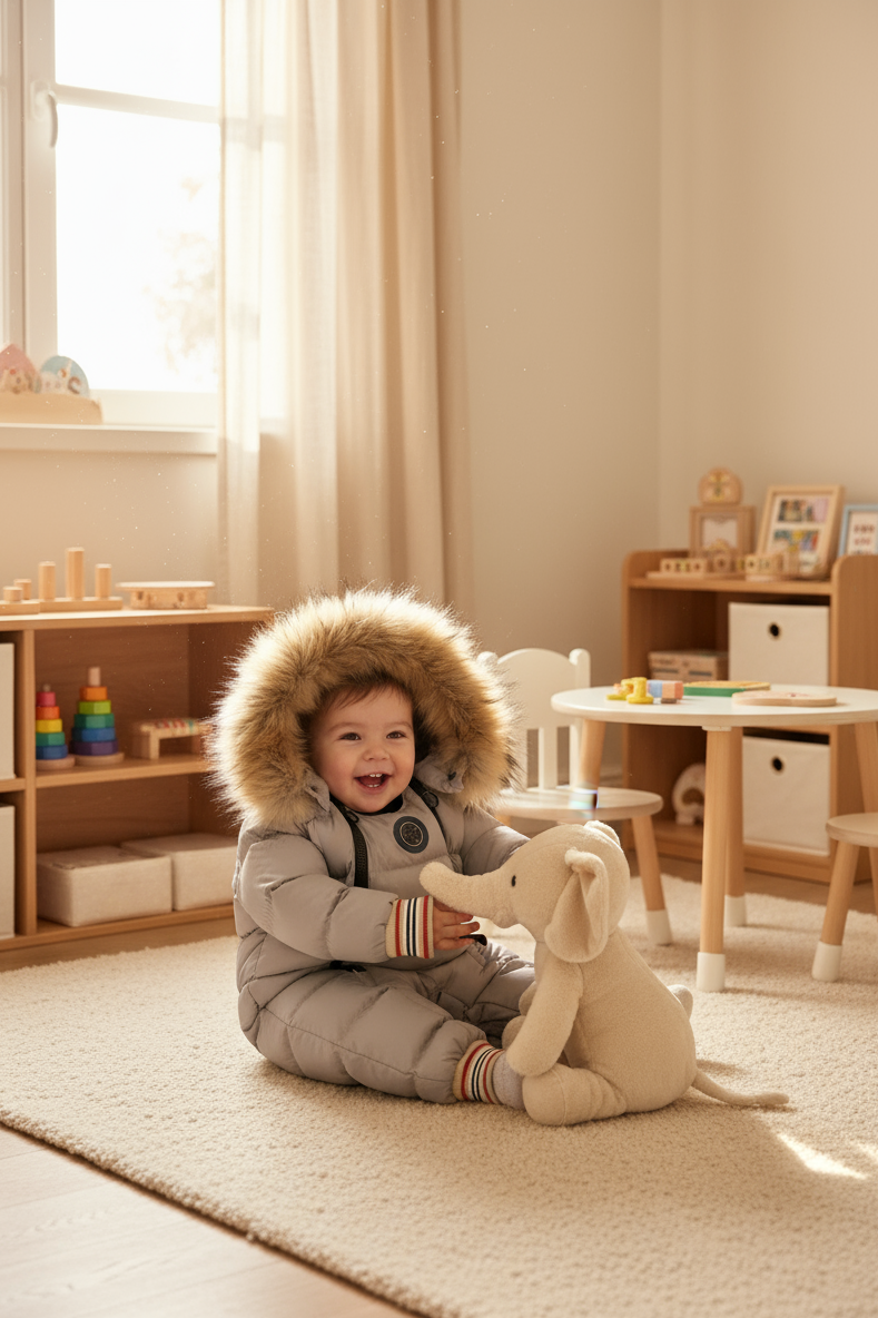 HC KİDS BEBEK ÇİFT FERMUARLI ASTRONOT TULUM GRİ