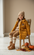 Orange Ayıcık Nakışlı Kız Çocuk Pelüş Kaban | HC Kids