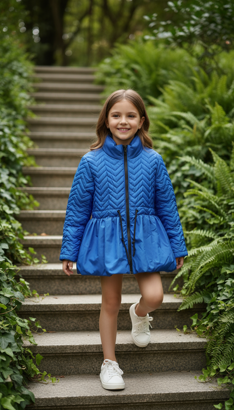 Bej Su Geçirmez Kapitöne Kız Çocuk Mont | HC Kids