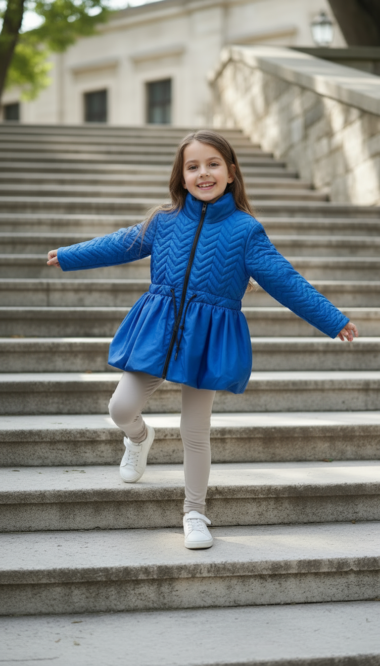 Bej Su Geçirmez Kapitöne Kız Çocuk Mont | HC Kids