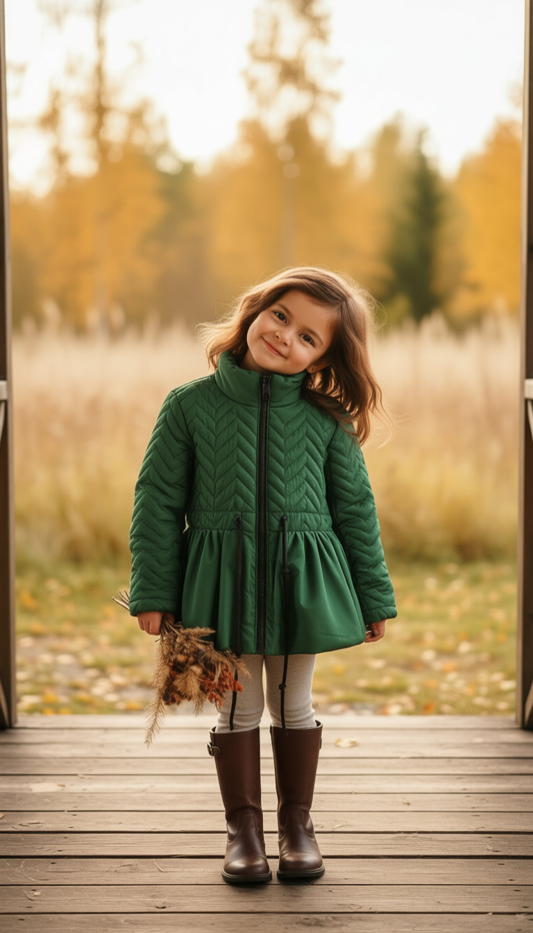 Bej Su Geçirmez Kapitöne Kız Çocuk Mont | HC Kids