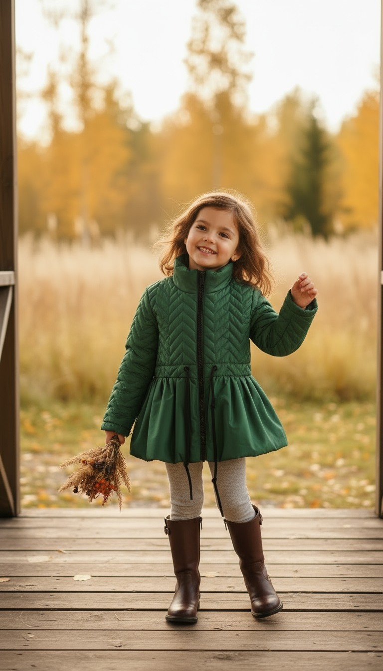 Bej Su Geçirmez Kapitöne Kız Çocuk Mont | HC Kids