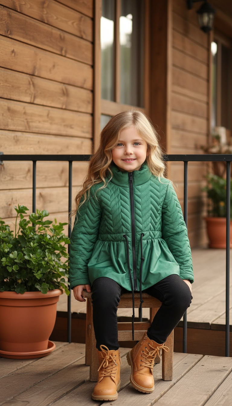 Bej Su Geçirmez Kapitöne Kız Çocuk Mont | HC Kids