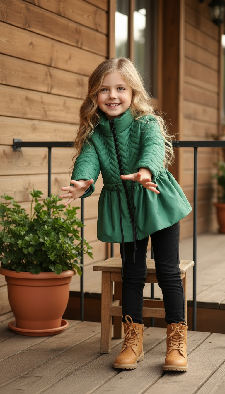 Bej Su Geçirmez Kapitöne Kız Çocuk Mont | HC Kids