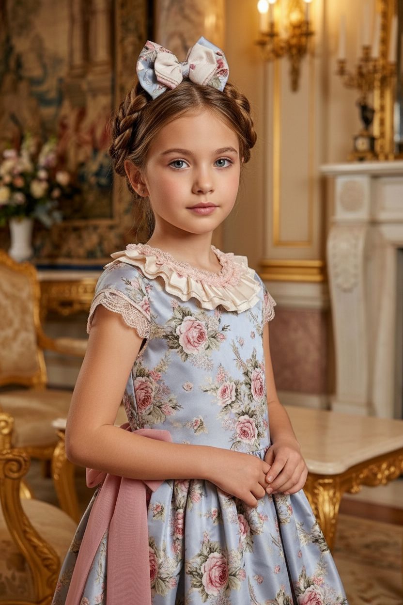 HC KİDS ÇİÇEKLİ AVANGART KIZ ÇOCUK ELBİSE GRİ