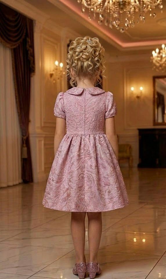 Pembe Bebe Yakalı Kabarık Etekli Kız Çocuk Elbise | HC Kids