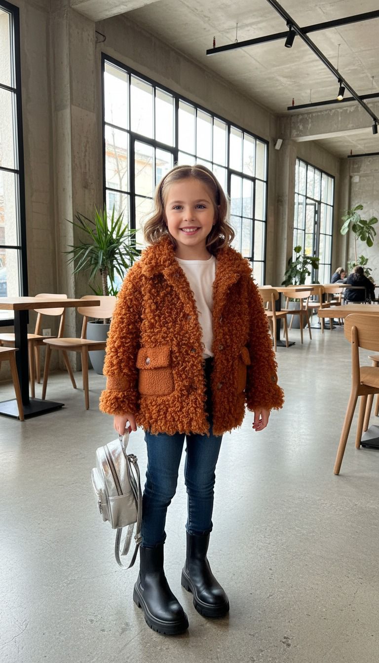 HC KİDS KIRÇILLI PELÜŞ KIZ ÇOCUK KABAN SİYAH