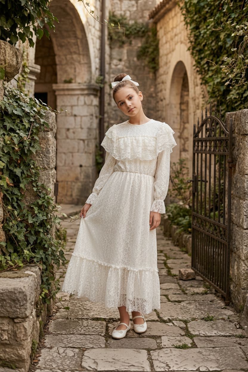 HC KİDS GARSON BOY DANTELLİ BEYAZ ELBİSE