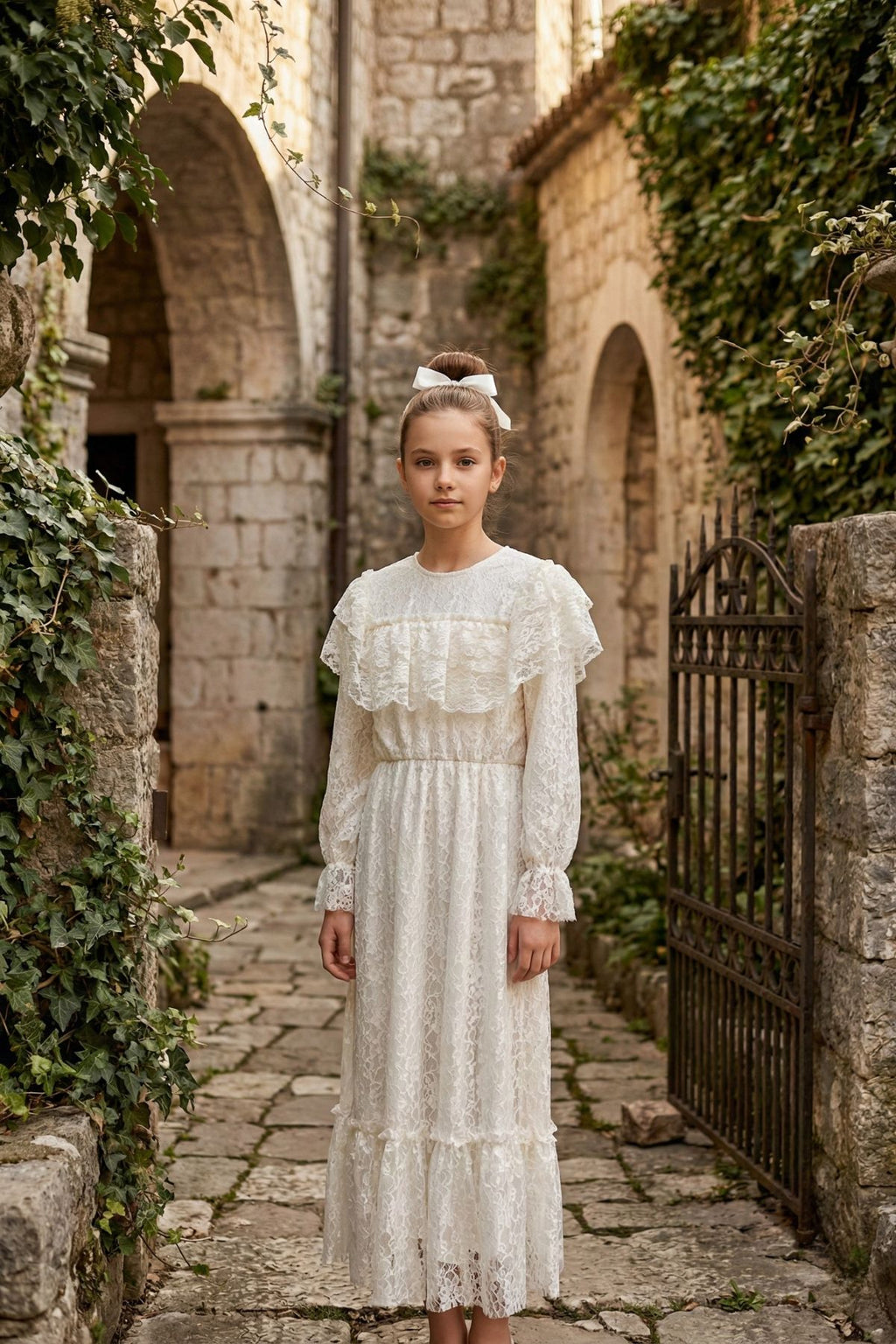 HC KİDS GARSON BOY DANTELLİ BEYAZ ELBİSE