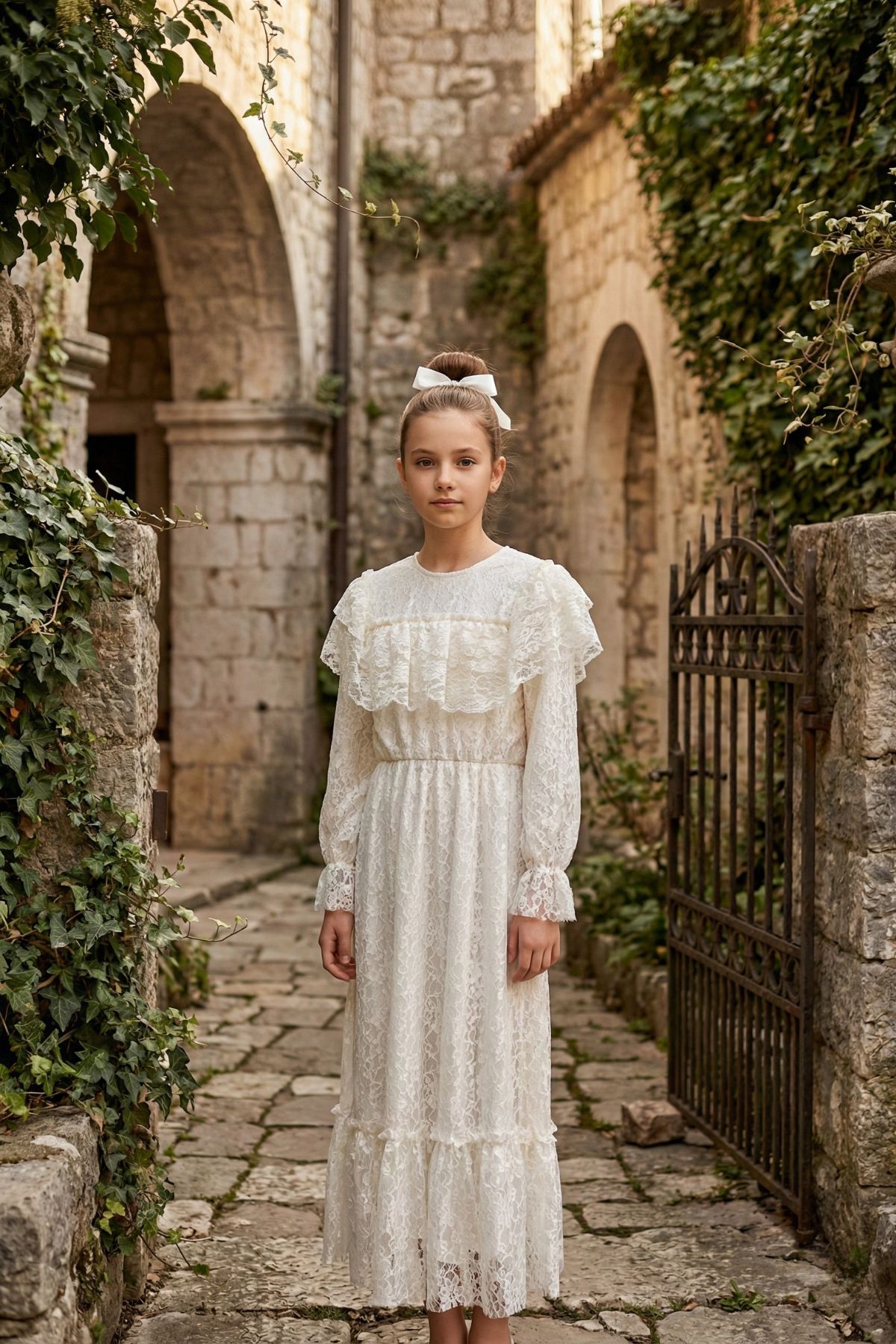 HC KİDS GARSON BOY DANTELLİ BEYAZ ELBİSE