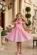 HC KİDS GÜL AKSESUARLI KIZ ÇOCUK PEMBE ELBİSE