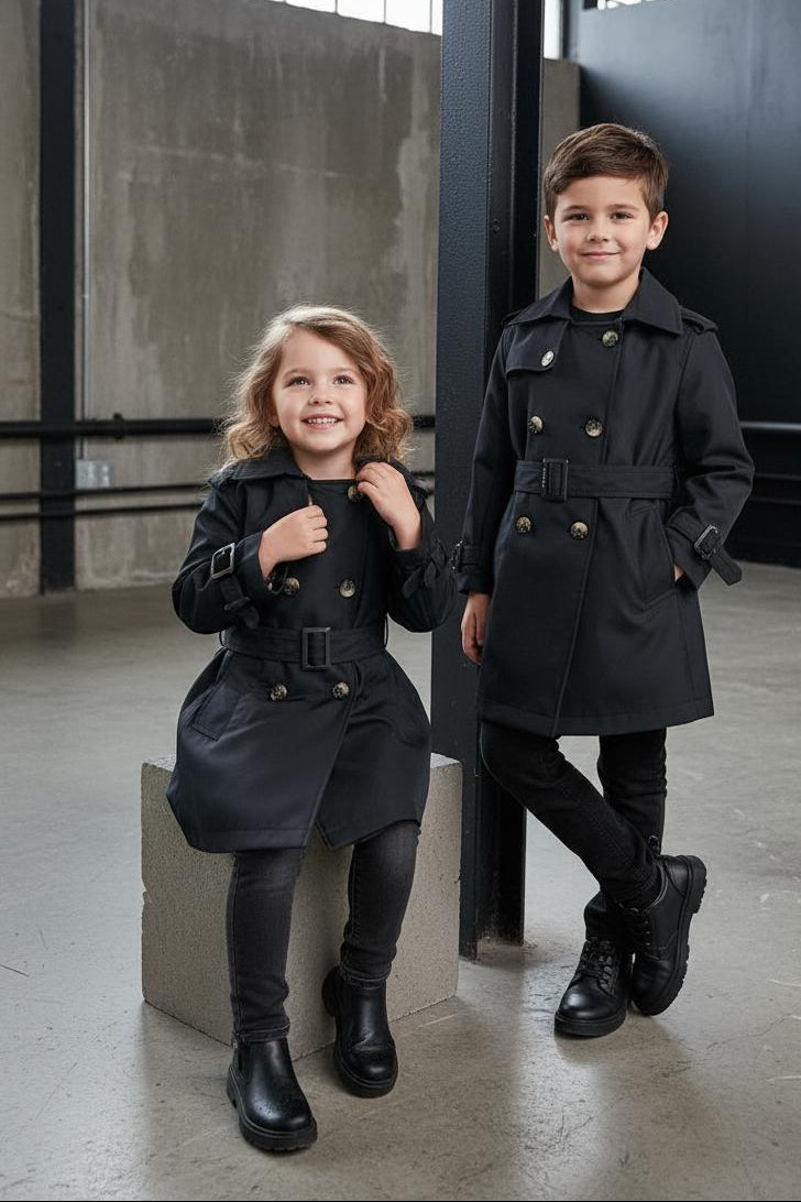 HC KİDS KLASİK MEVSİMLİK TRENÇKOT SİYAH