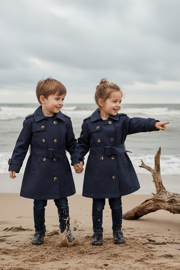 HC KİDS KLASİK MEVSİMLİK TRENÇKOT LACİVERT