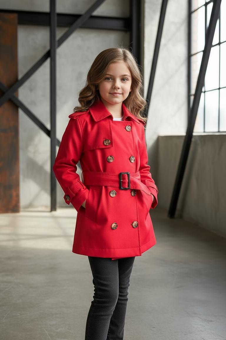HC KİDS KLASİK MEVSİMLİK TRENÇKOT KIRMIZI