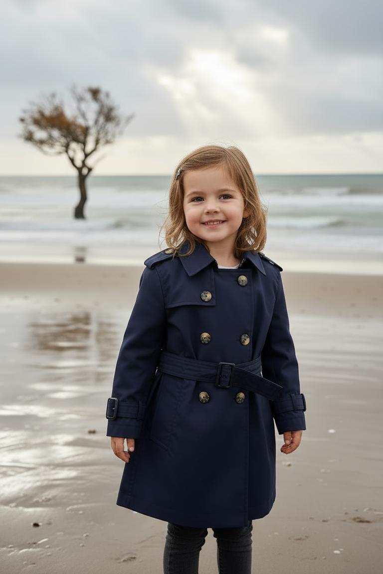 HC KİDS KLASİK MEVSİMLİK TRENÇKOT LACİVERT