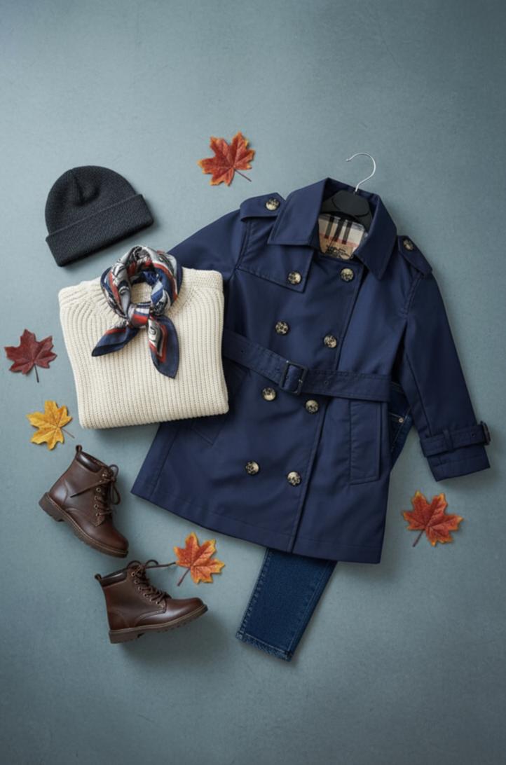 HC KİDS KLASİK MEVSİMLİK TRENÇKOT LACİVERT