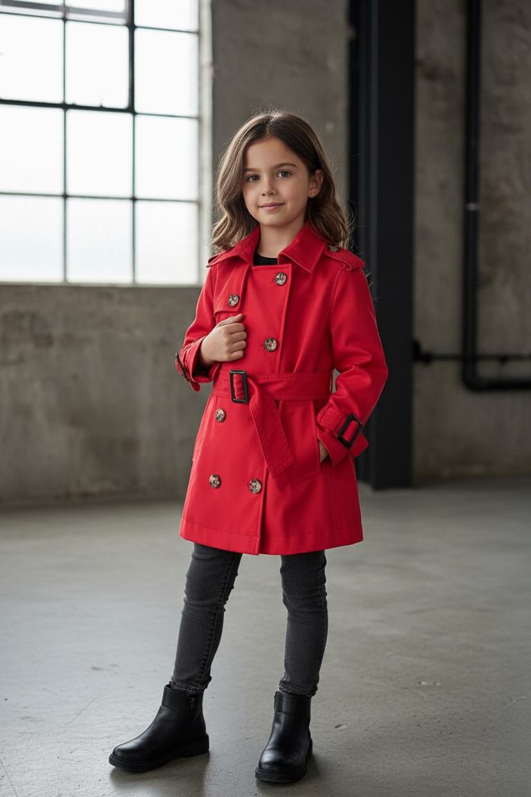 HC KİDS KLASİK MEVSİMLİK TRENÇKOT KIRMIZI