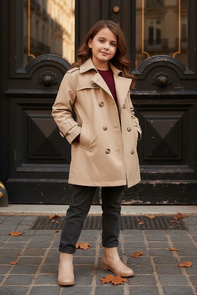 HC KİDS KLASİK MEVSİMLİK TRENÇKOT BEJ