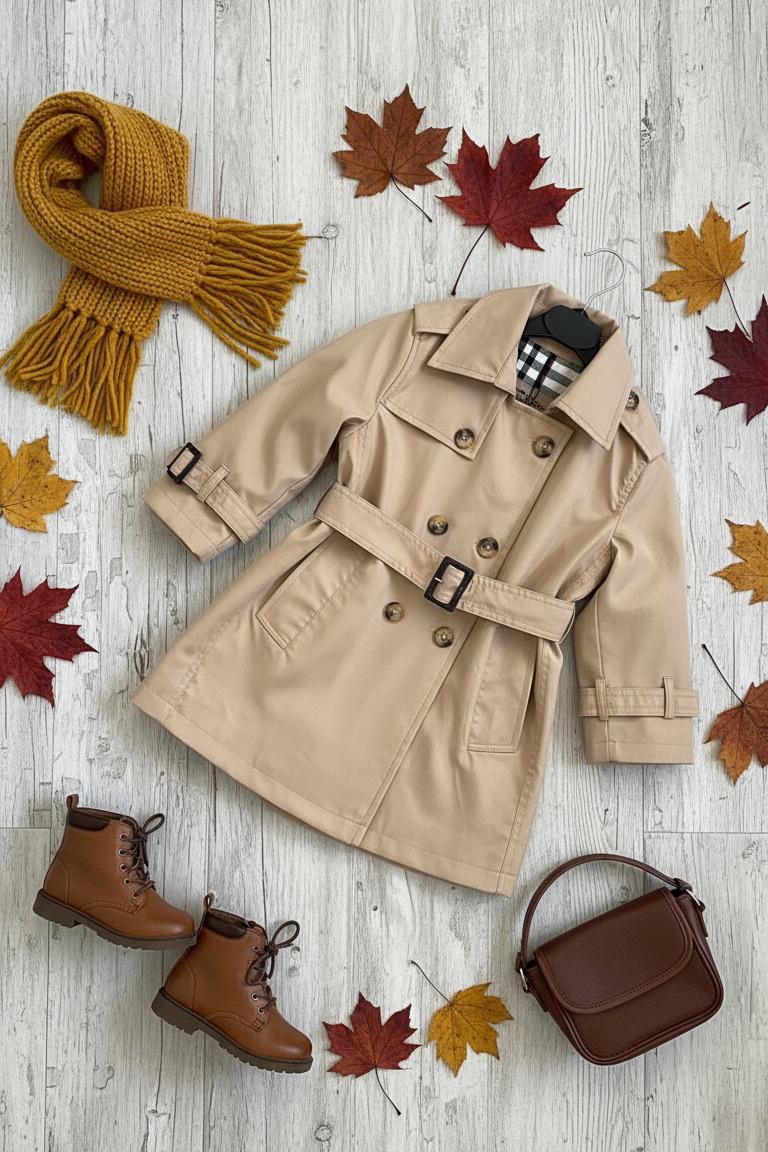 HC KİDS KLASİK MEVSİMLİK TRENÇKOT BEJ