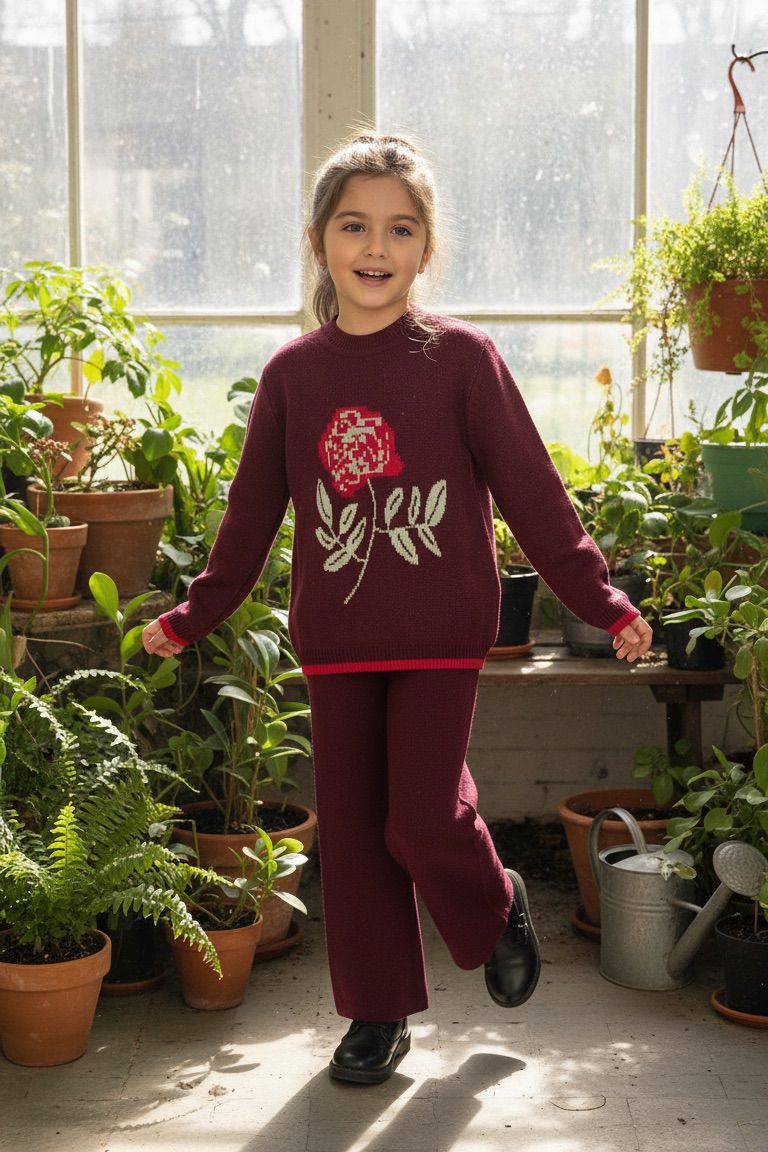 Bordo Garson Boy Kız Çocuk Triko Takım | HC Kids