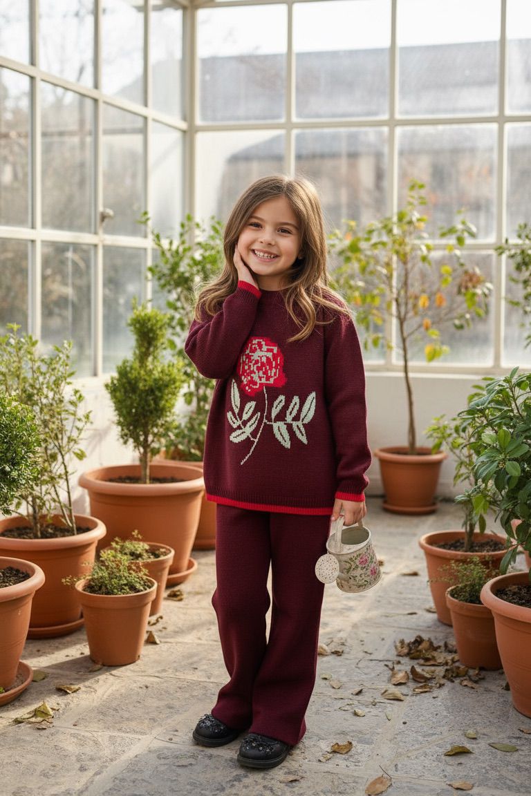 Bordo Garson Boy Kız Çocuk Triko Takım | HC Kids