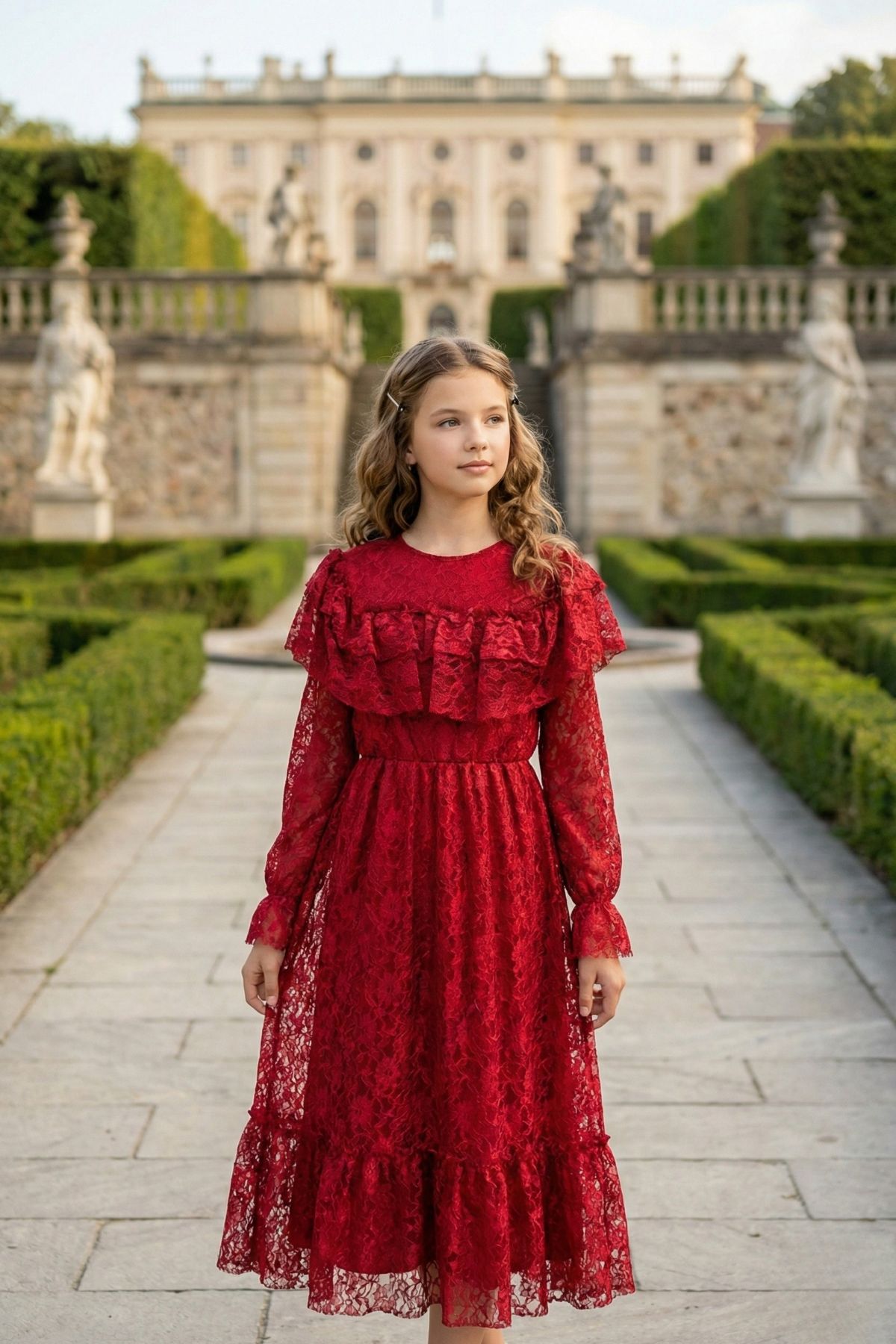 HC KİDS GARSON BOY DANTELLİ KIRMIZI BORDO