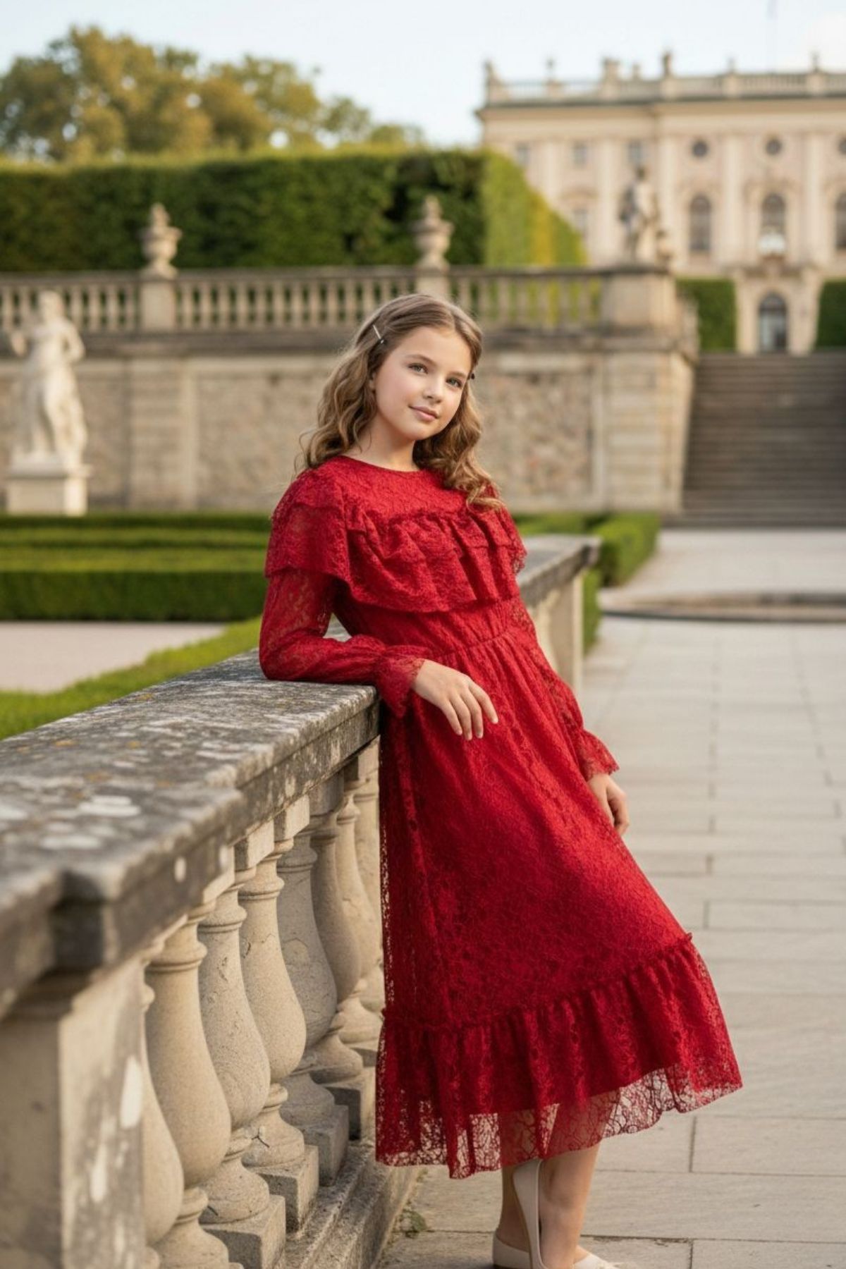 HC KİDS GARSON BOY DANTELLİ KIRMIZI BORDO