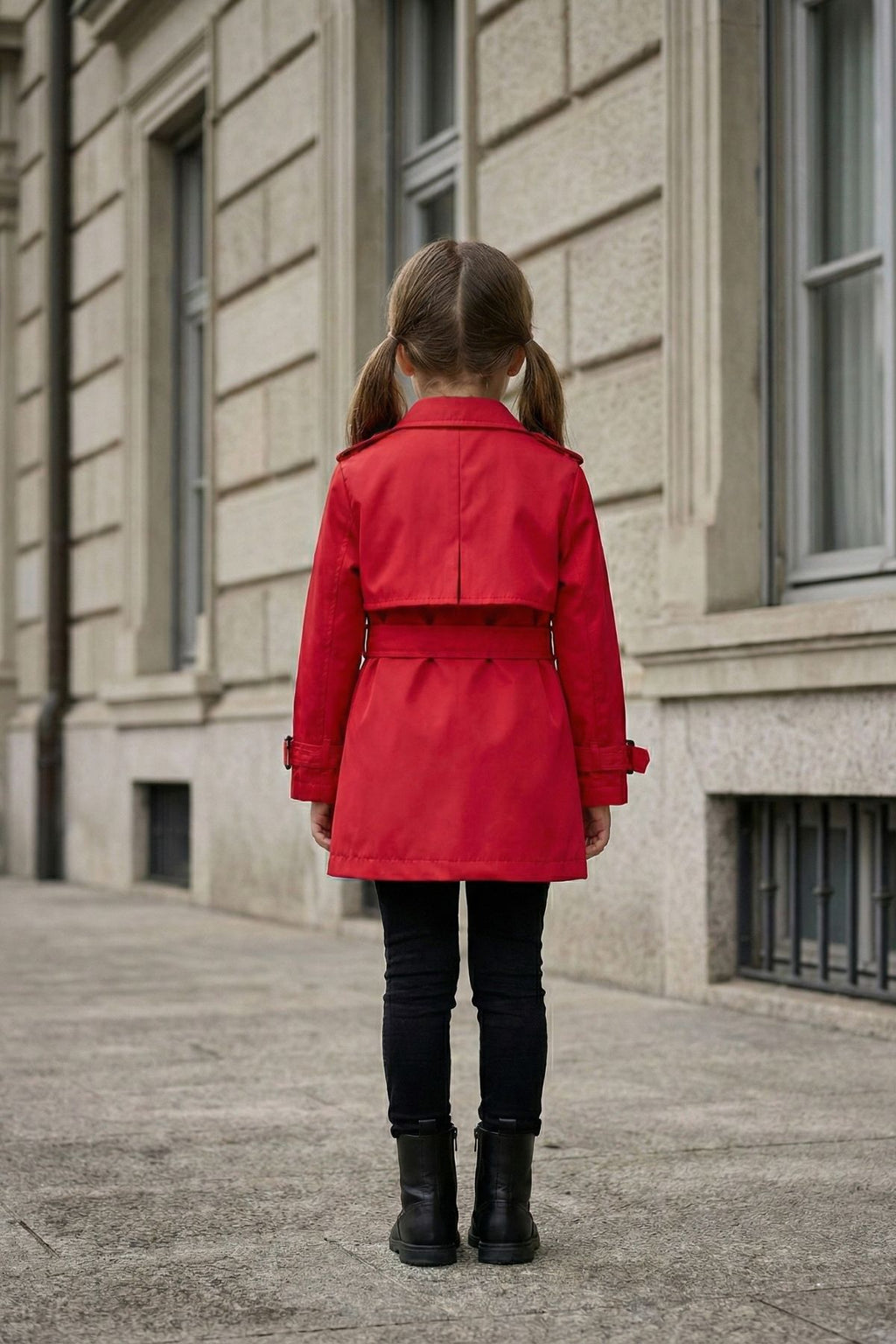 HC KİDS YAKA AKSESUARLI KIZ ÇOCUK TRENÇKOT KIRMIZI