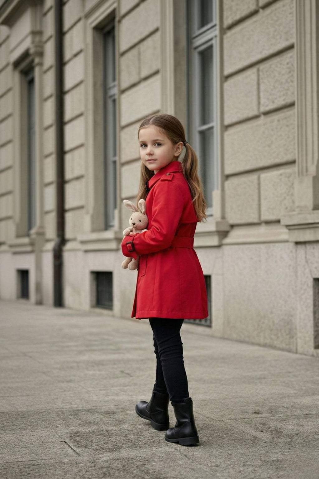 HC KİDS YAKA AKSESUARLI KIZ ÇOCUK TRENÇKOT KIRMIZI