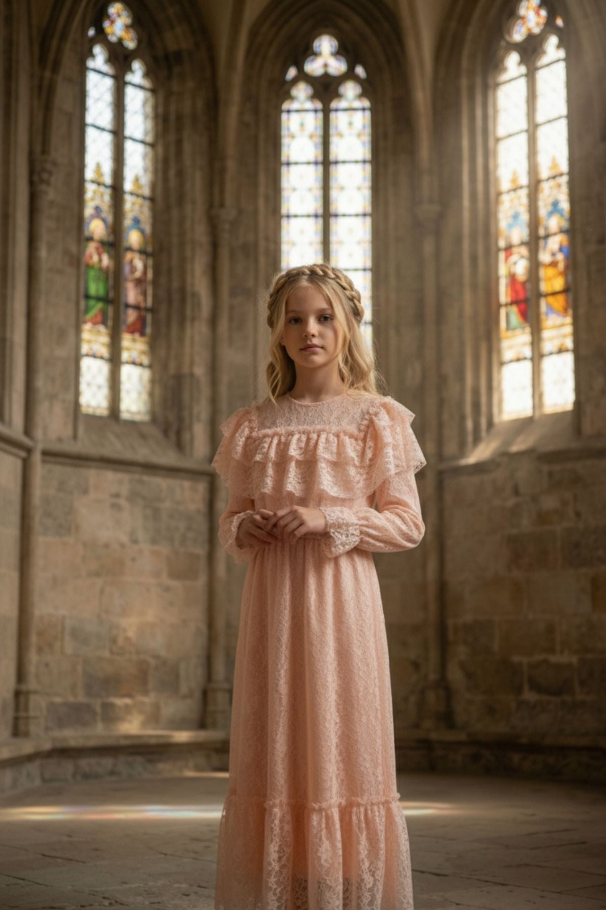 HC KİDS GARSON BOY PUDRA PEMBESİ DANTELLİ ELBİSE