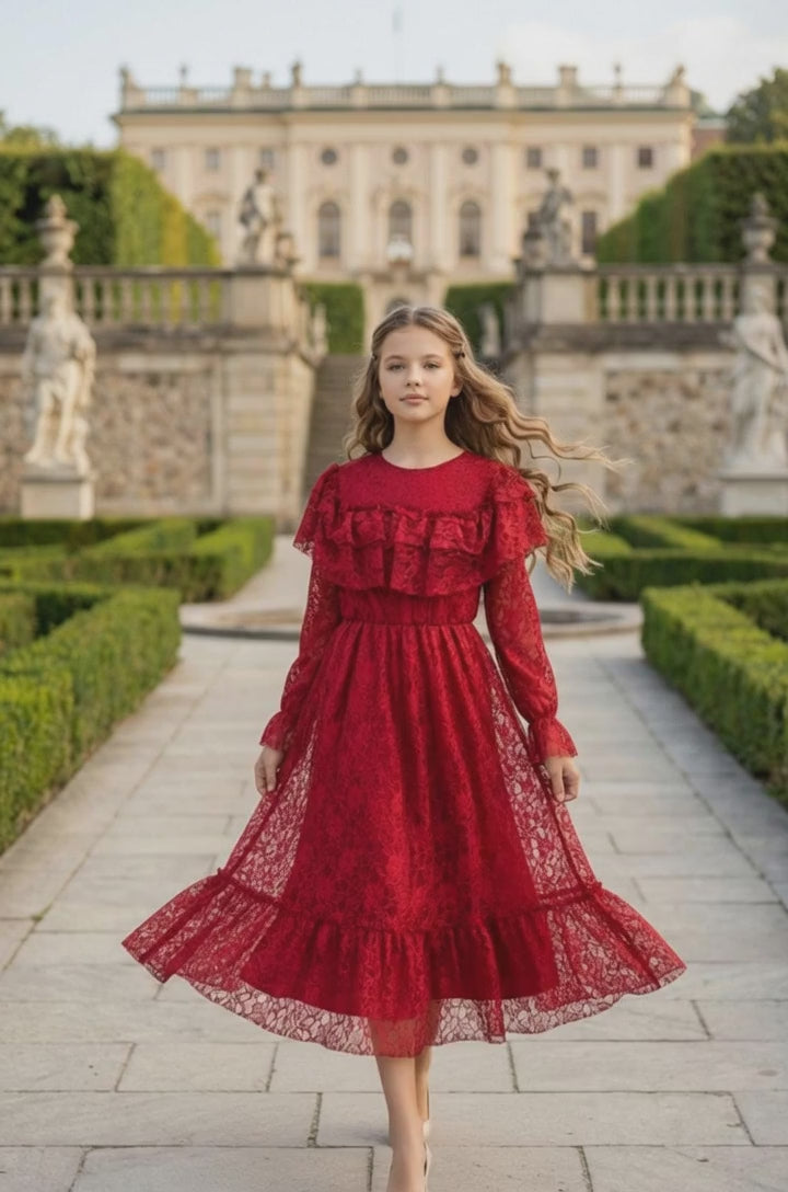 HC KİDS GARSON BOY DANTELLİ KIRMIZI BORDO