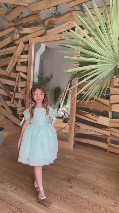Su Yeşili Prenses Abiye Kız Çocuk Elbise | HC Kids